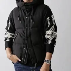 ブラックダウンベスト　西川ダウンライクベスト／NANO universe