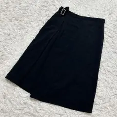 【c7479】GU ジーユー　膝丈スカート　フレア　ブラック