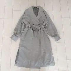 グレー系 チェック柄 トレンチコート