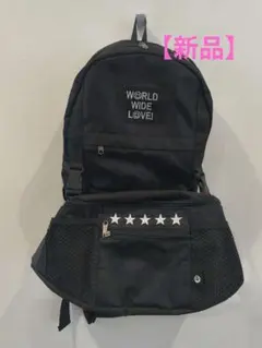 【新品】ワールドワイドラブ！ バッグパック 星柄 ブラック 大容量のサムネイル