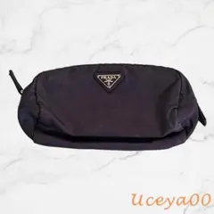 PRADA パープル 化粧 ポーチ プラダ 三角ロゴ ナイロン コスメ
