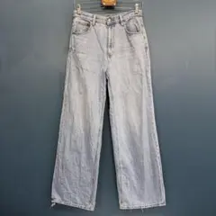 GU ハイウエストセミワイドジーンズ ブルー L