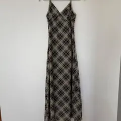 チェック柄 キャミワンピース ロング丈