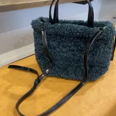 美品　【Ray beams】2way リバーシブルボア巾着バッグ　グリーン