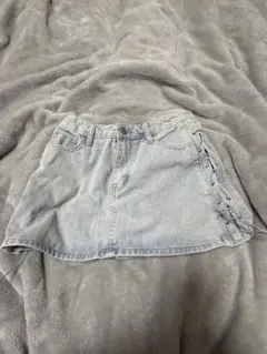 デニムミニスカート ライトブルー レースアップ