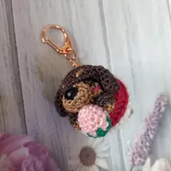 チョコタンダックスのマカロンキーホルダー