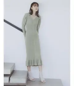 snidel フロントボタンリブニットワンピース