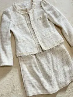 美品【ロペピクニック】ホワイトツイードスーツ スカート セット サイズ38