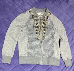 【美品】グレースコンチネンタル　ビジュー刺繍　ジップアップスウェットカーディガン