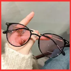 サングラス　調光サングラス　ピンク ブラック　サングラス　伊達メガネ　ボストン