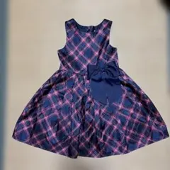 H&M キッズ ノースリーブワンピース チェック柄 リボン付き ピアノ発表会
