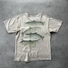 80s90s ウールリッチ tシャツ USA製 ベージュ M トラウト 魚図鑑