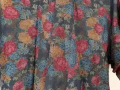 小紋 着物 深緑地　薔薇柄