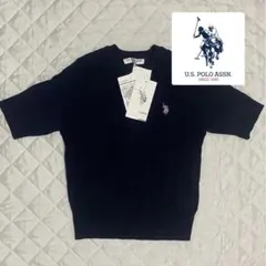 U.S. POLO ASSN. 半袖 ニットトップス ネイビー 5部丈