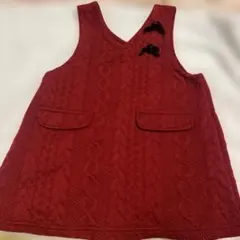 バーガンディ Vネック ワンピース