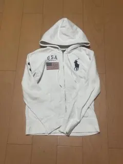 polo ラルフローレン　白ジップパーカー