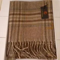 アランドロン紳士用毛100%チェックマフラー箱入り12/25迄Xmassale