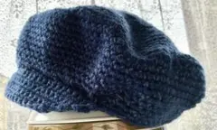 ハンドメイドシンプルネイビーキャスケット！