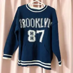 【訳あり】WEGO BLOOKLINニット ネイビー