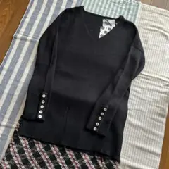 リブニット 長袖 黒