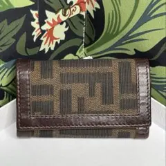ヴィンテージ♡FENDIフェンディズッカ柄キャンパス×レザーキーケース