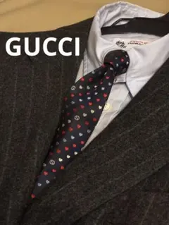 【未使用】現行グッチ　ネイビーナロータイ　ハート柄GG柄