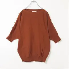 ドゥクラッセ ゴールドボタン ドルマンニット M テラコッタ オレンジ