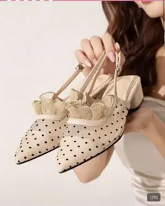 ほぼ新品未使用　ドット・リボン　パンプス　23cm