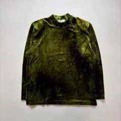 00's ヴィンテージ　y2k ベルベット　トップス　オリーブ　深緑 古着