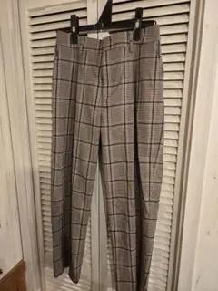 美品【URBAN RESEARCH】タックテーパードチェック柄 パンツ 38