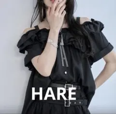 新品未使用タグ付きHARE 2WAY フリルデザインブラウス ブラックのサムネイル