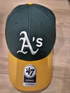 47 MVP A's キャップ ダークグリーン/イエロー