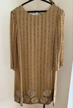 alice+olivia 木目スパンコール　ビーズ　刺繍　ワンピース