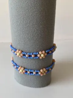 ⑫フラワービーズ ハンドメイド ブレスレット2本