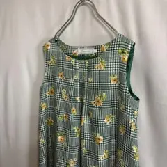 ⭕️CotureBroochノースリーブ膝丈ワンピース チェック柄　裏地あり　Mのサムネイル