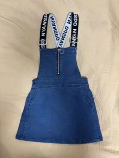 デニム ジャンバースカート ロゴストラップ　110