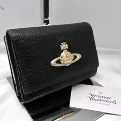 ◇美品◇ヴィヴィアン　エグゼクティブ　三つ折り財布　がま口×オーブ　ブラック