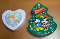 アリエル ハート型、ミッキー＆ミニークリスマスツリー型、空き缶 2個セット