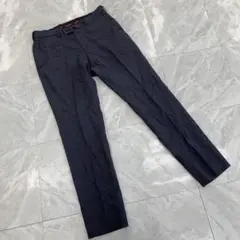Men's Bigi スラックス ネイビー チェック ウール混 ドーメル生地