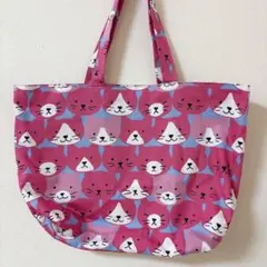 【SALE】ハンドメイド　大きめ　エコバッグ　トートバッグ　猫柄
