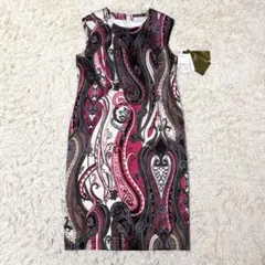 美品 ETRO ロングワンピース マルチカラー Aライン ペイズリー柄 42 