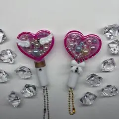 ペンライト風ハート型 シェイカーチャーム ハンドメイド レジン