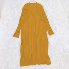 PINORE ピノーレ ロングカーディガン イエロー リブニット