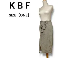 【美品】KBF ラップ風スカート リネン混 ベージュ系 ONE ボトムス 涼しい