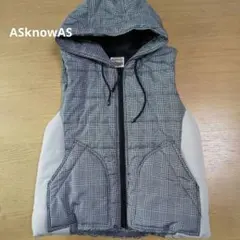 AS KNOW AS チェック柄フード付きキルティングベスト