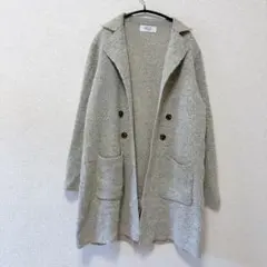 MOD ON TREND杢柄 ニットコート テーラード ダブル ロング M