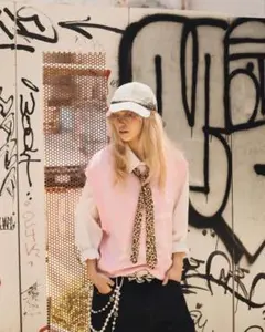 9090ピンク Vネック ニットベスト