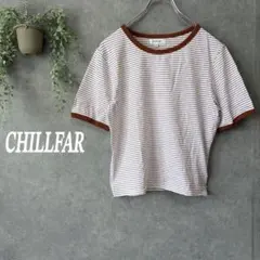 チルファー リンガーTシャツ 半袖【F】ボーダー綿100% ショート丈 ブラウンのサムネイル