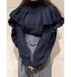 スナイデル ケーブルデザインニット ネイビー