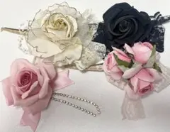 【美品】ジーザスディアマンテ　薔薇　ヘアクリップ&ブローチ